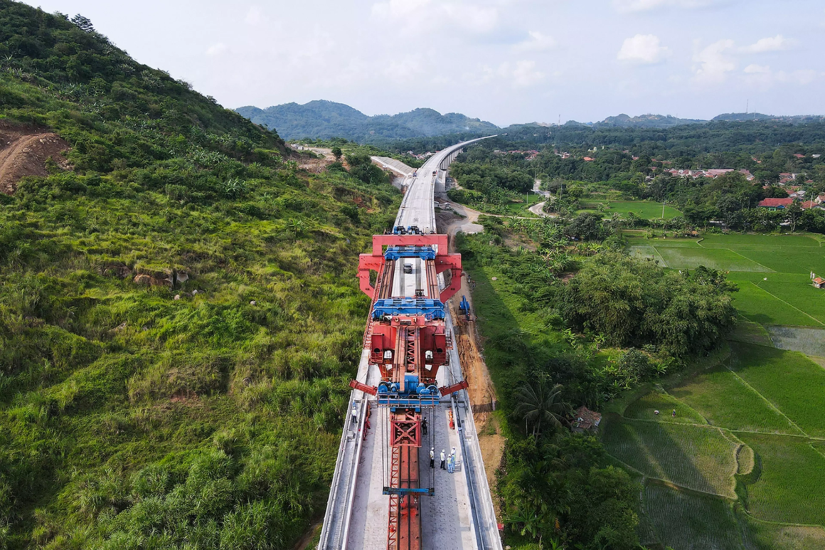 The construction of a BRI-funded railway in Purwakarta, Indonesia. Xu Qin/Xinhua/Getty Images
